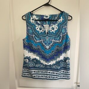 Talbots RSVP Women's Blue Paisley lined Top Blouse Size 2 side zip NWT (sku319)